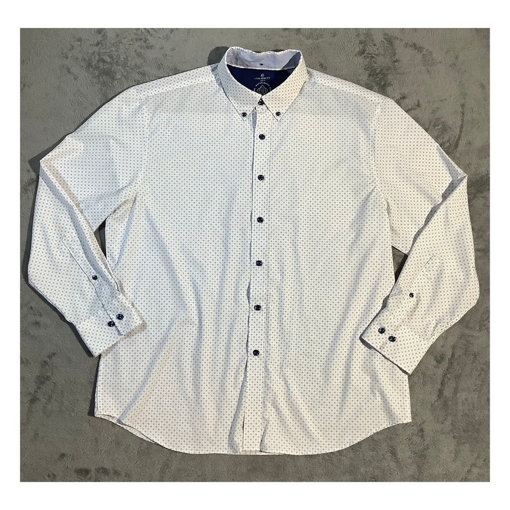 CON.STRUCT Men's Slim Fit XL White Geometric‎ Dress Shirt
